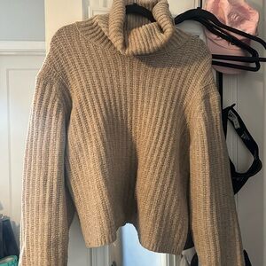 Universal thread beige brown thick knit cowl neck turtleneck sweater Sz XL women